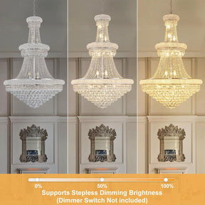 BEIRIO Chrome 24-Light Crystal Chandelier for High Ceilings