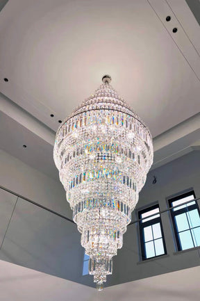 Chrome Extra Large Crystal Chandelier in Silver for Foyer/Staircase/Living Room/Entrance