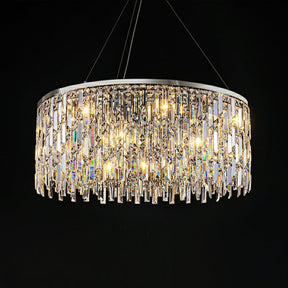 Chrome/ Silver Decorative Kitchen Island Lighting Crystal Rectangle Chandelier For Long Dining Table Round Pendant Light Fixture For Living Room