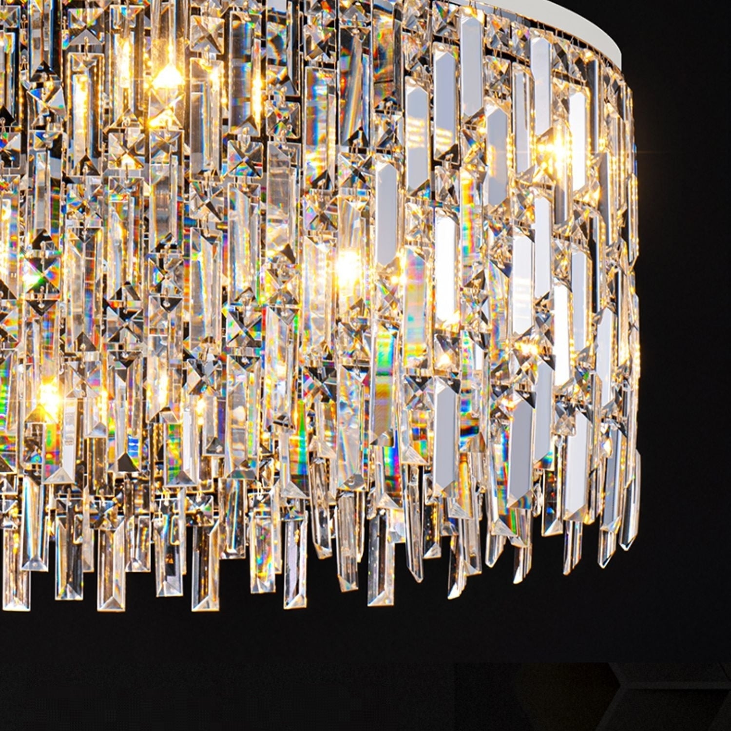 Chrome/ Silver Decorative Kitchen Island Lighting Crystal Rectangle Chandelier For Long Dining Table Round Pendant Light Fixture For Living Room