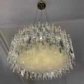 Chrome Silver Stylish Round Crystal Chandelier Modern Ceiling Pendant Light For Living Room/ Bedroom
