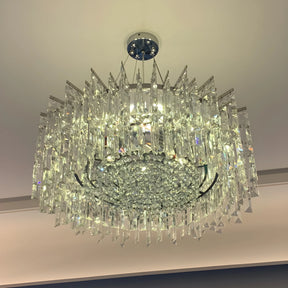 Chrome Silver Stylish Round Crystal Chandelier Modern Ceiling Pendant Light For Living Room/ Bedroom