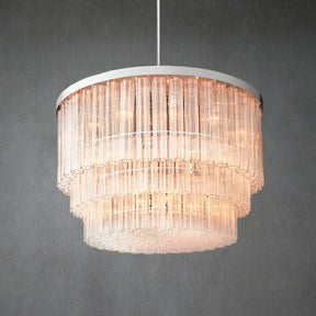 Cieno Round 3-Tier Chandelier 48″-Merlin Lamps-Polished Stainless Steel-merlinlamps