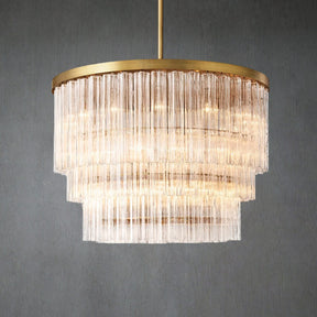Cieno Round 3-Tier Chandelier 48″-Merlin Lamps-Lacquered Burnished Brass-merlinlamps