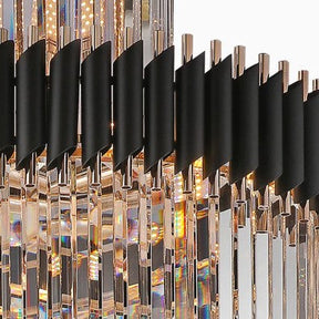 Classic Large Multi-layered Spiral Crystal Chandelier for Foyer/ Staircase-Chandeliers-Merlin Lamps-D17.7"*H59.1"/12 Lights/16 kg-Black-Warm Light-merlinlamps