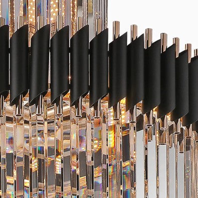 Classic Large Multi-layered Spiral Crystal Chandelier for Foyer/ Staircase-Chandeliers-Merlin Lamps-D17.7"*H59.1"/12 Lights/16 kg-Black-Warm Light-merlinlamps