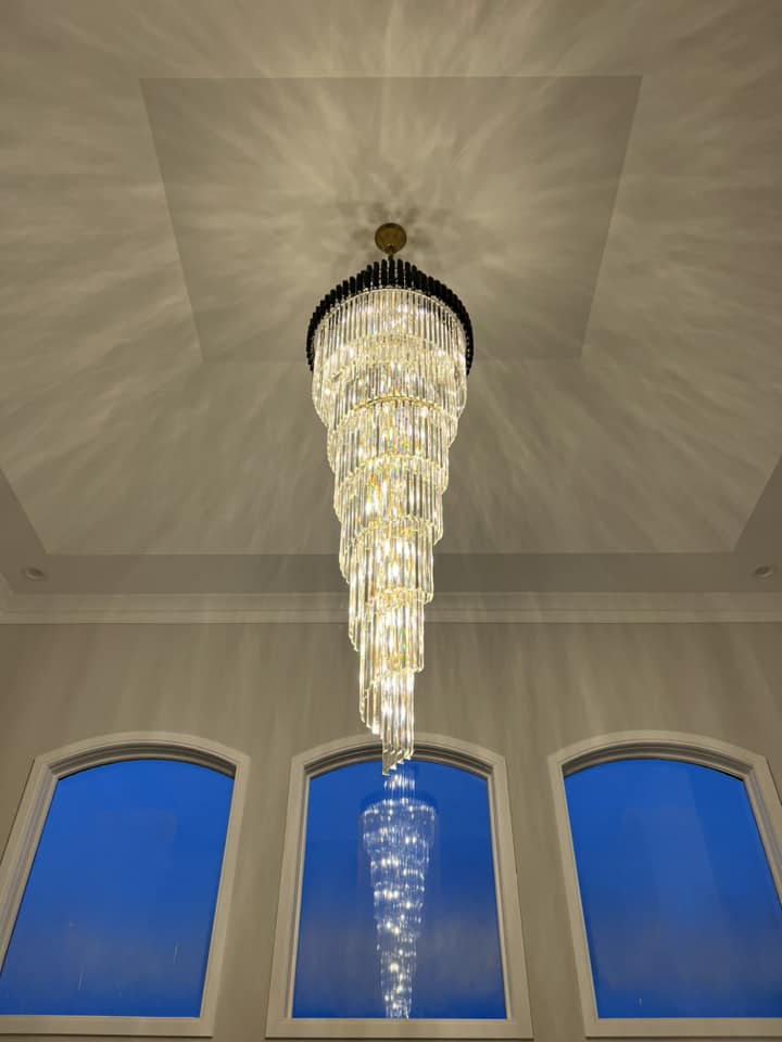 Classic Large Multi-layered Spiral Crystal Chandelier for Foyer/ Staircase-Chandeliers-Merlin Lamps-D17.7"*H59.1"/12 Lights/16 kg-Black-Warm Light-merlinlamps