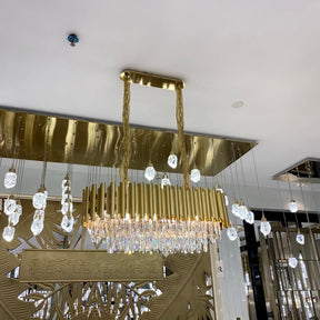 Classic Modern Round/Rectangle Crystal Chandelier in Gold Finish for Living/Dining Room