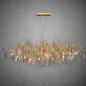 Colorful Raindrop Brass Branch Chandelier