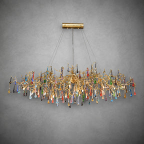 Colorful Raindrop Brass Branch Chandelier