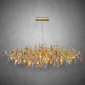 Colorful Raindrop Brass Branch Chandelier