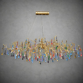 Colorful Raindrop Brass Branch Chandelier