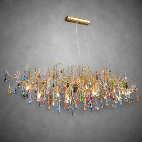 Colorful Raindrop Brass Branch Chandelier