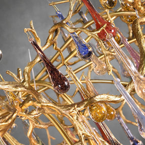 Colorful Raindrop Brass Branch Chandelier