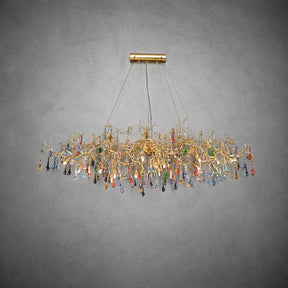 Colorful Raindrop Brass Branch Chandelier