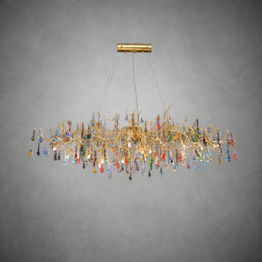 Colorful Raindrop Brass Branch Chandelier