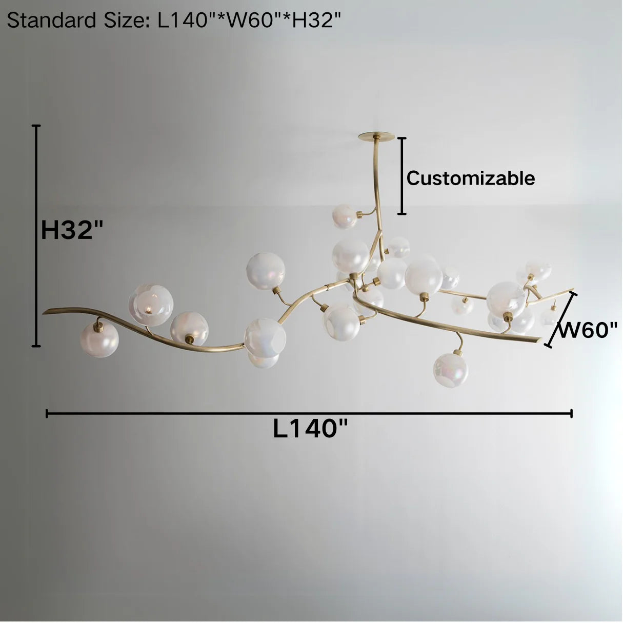 Contemporary Hand-blown Glass Globes Branch Chandelier for Dining Room Living Room and Kitchen Island