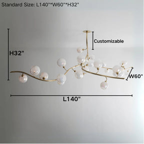 Contemporary Hand-blown Glass Globes Branch Chandelier for Dining Room Living Room and Kitchen Island