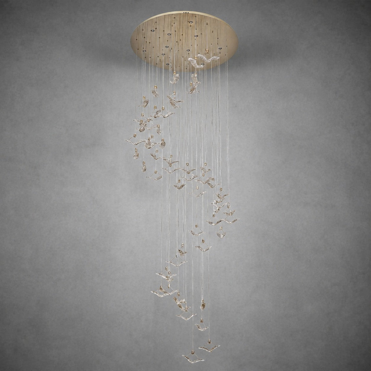 Crane Cascading Handmade Glass Chandelier