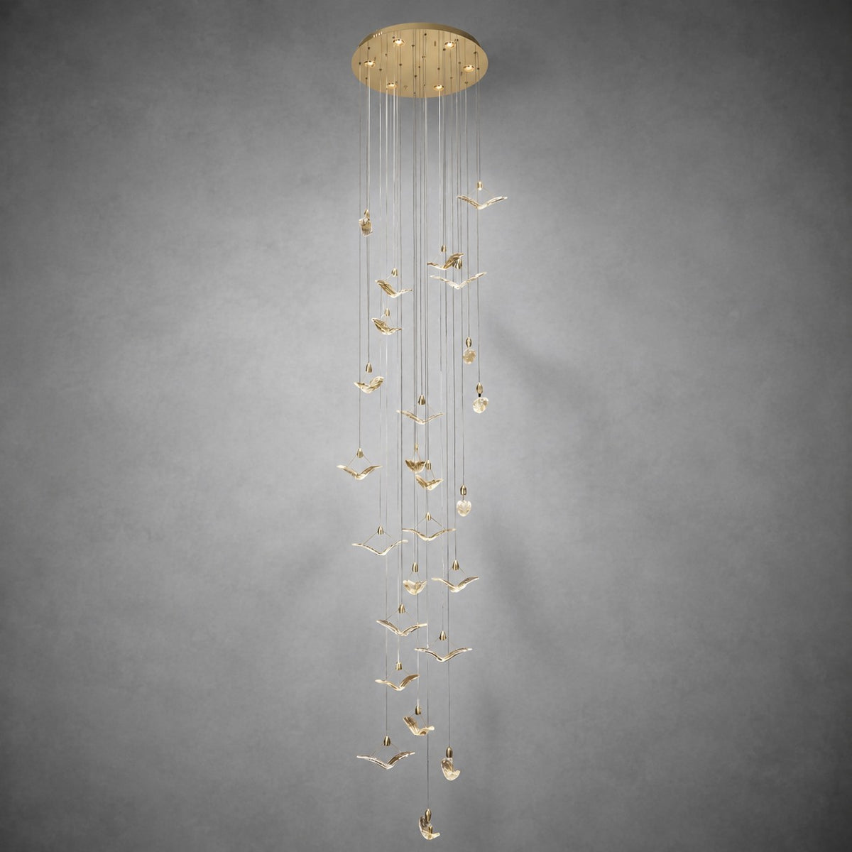 Crane Cascading Handmade Glass Chandelier