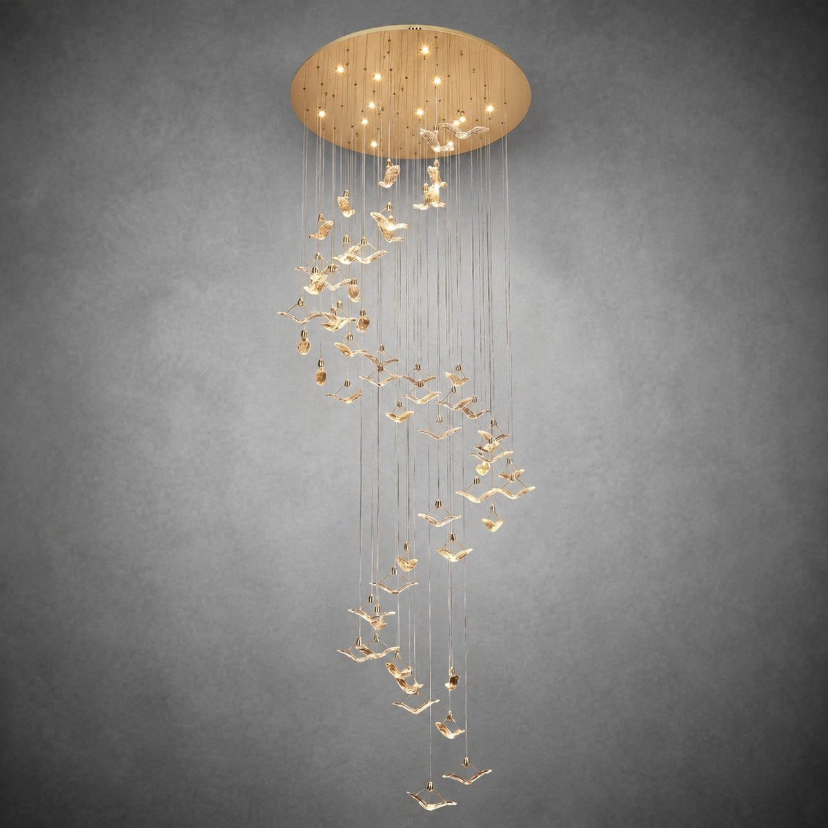 Crane Cascading Handmade Glass Chandelier