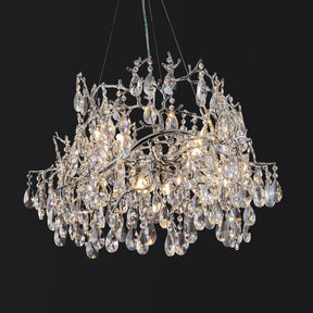 Crystal Chandelier for Dining Room, 31.5" Modern Silver Tree Branch Chandelier