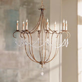 Crystal Lights Large Gold & Silver Chandelier For living room