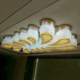 Custom Extra Large Flush Mount Floral Crystal Chandelier for Hotel/Restaurant/Villa