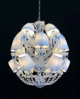 Custom Made Le Roi Soleil Chandelier 18 Lights Bacara Crystal Chandelier with Fabric Shades