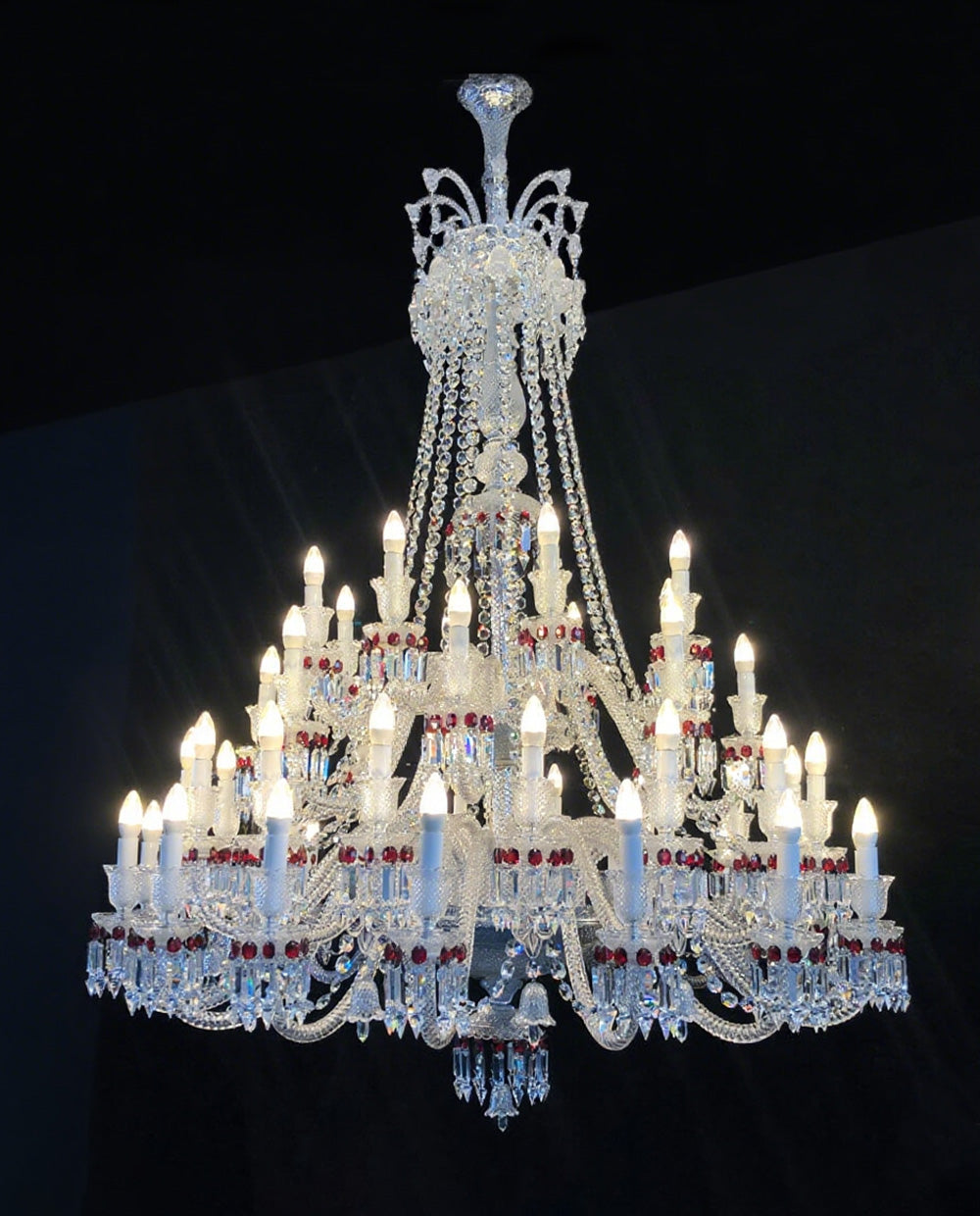 Custom Zenith Chandelier Bacara Clear & Red Crystal Lighting
