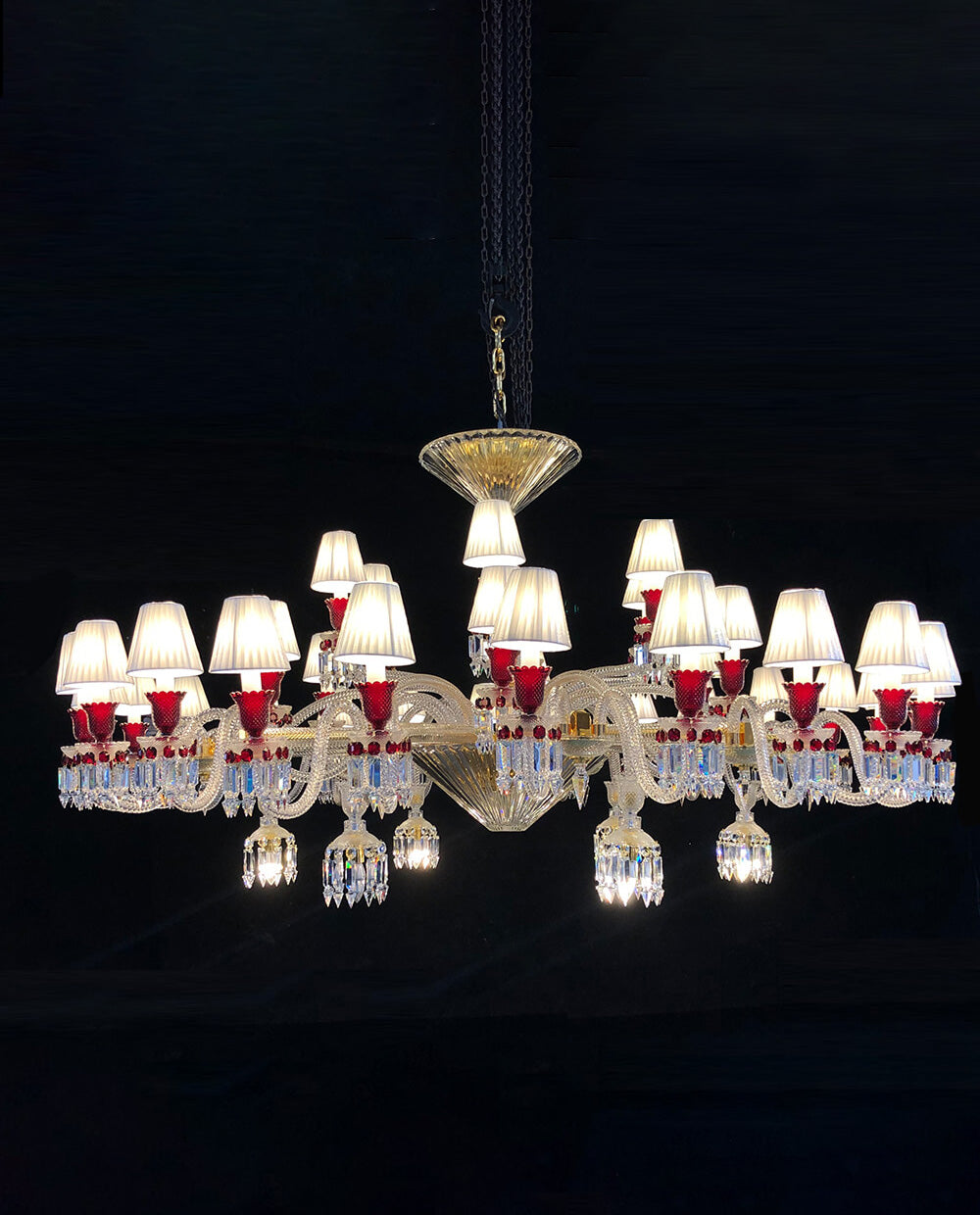 Customize Paris Bacara Chandelier Clear & Red Crystal Chandelier with 36 Lampshades
