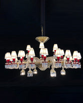 Customize Paris Bacara Chandelier Clear & Red Crystal Chandelier with 36 Lampshades