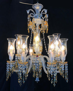 Customize Zenith Chandelier Clear & Amber Bacara Crystal Lighting 12 Lights