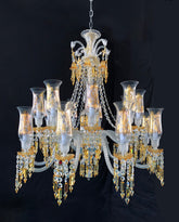 Customize Zenith Chandelier Clear & Amber Bacara Crystal Lighting 12 Lights