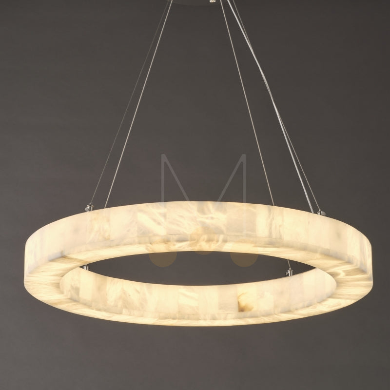 Maurice Modern Alabaster Halo Round Chandelier 31" 40" 60"