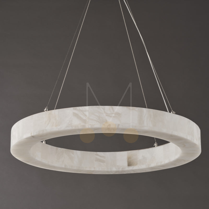 Maurice Modern Alabaster Halo Round Chandelier 31" 40" 60"