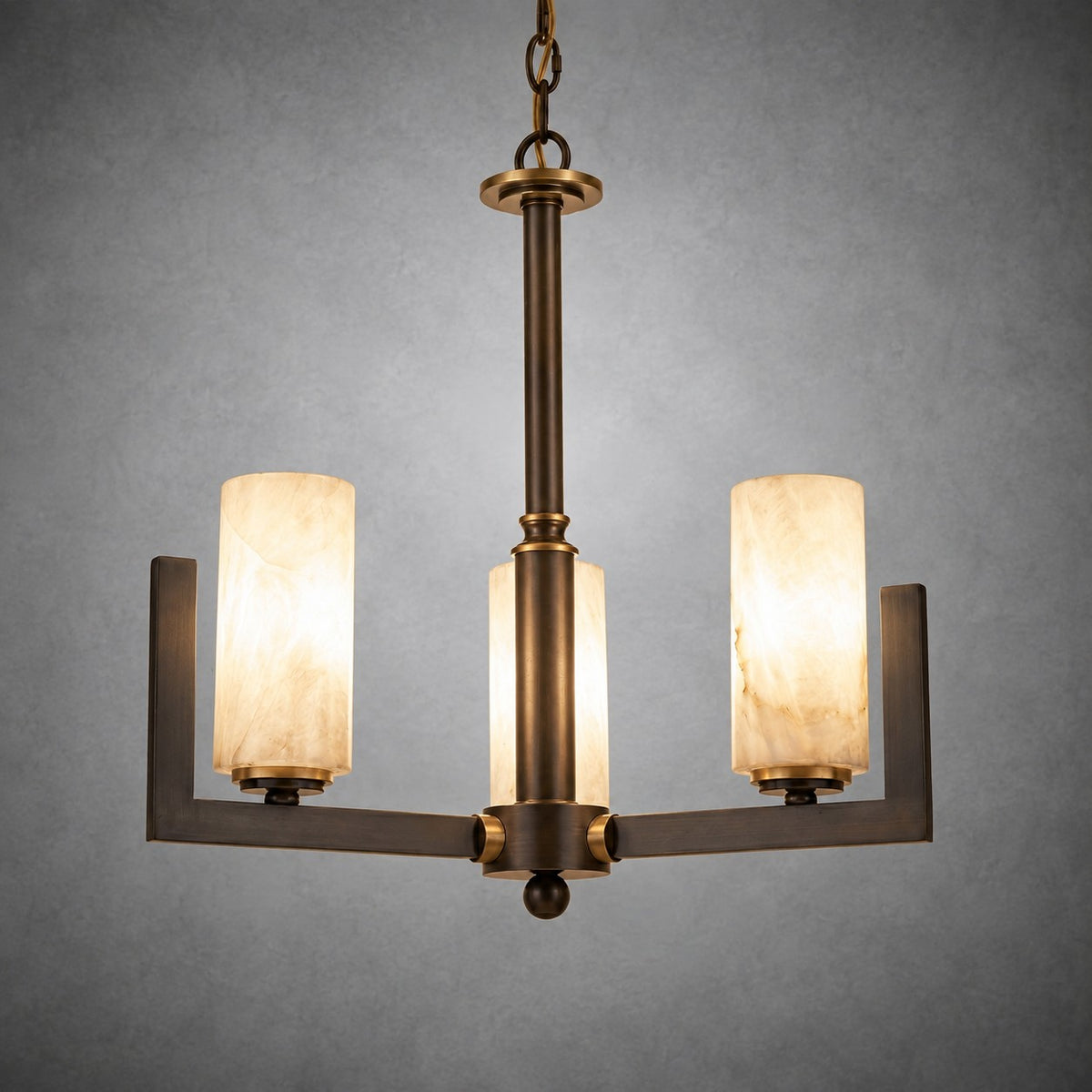 Cylinder 3-arm Alabaster Pendant Light