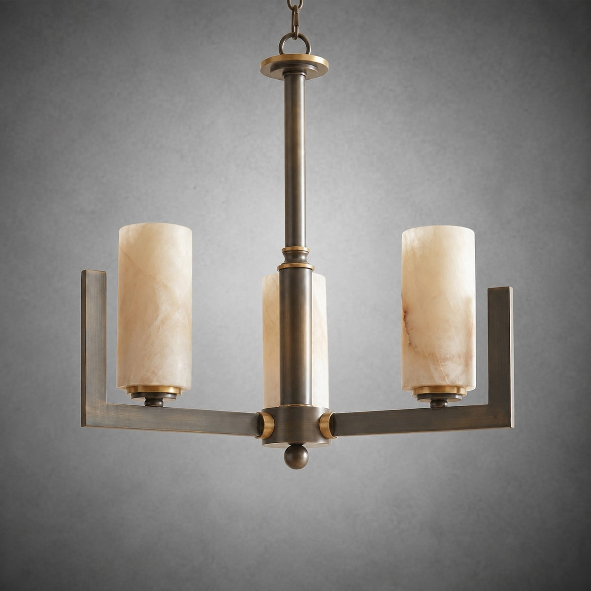 Cylinder 3-arm Alabaster Pendant Light