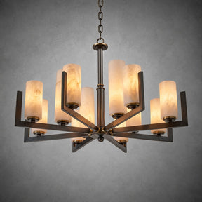 Cylinder 3-arm Alabaster Pendant Light