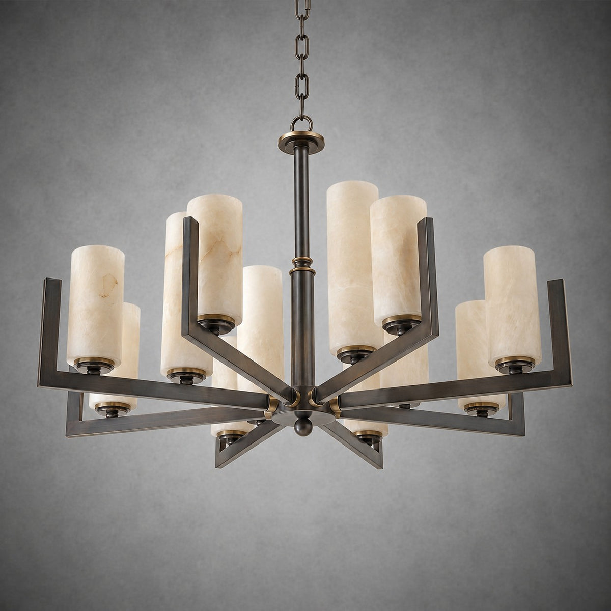Cylinder 3-arm Alabaster Pendant Light