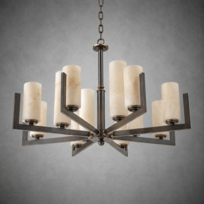 Cylinder 3-arm Alabaster Pendant Light