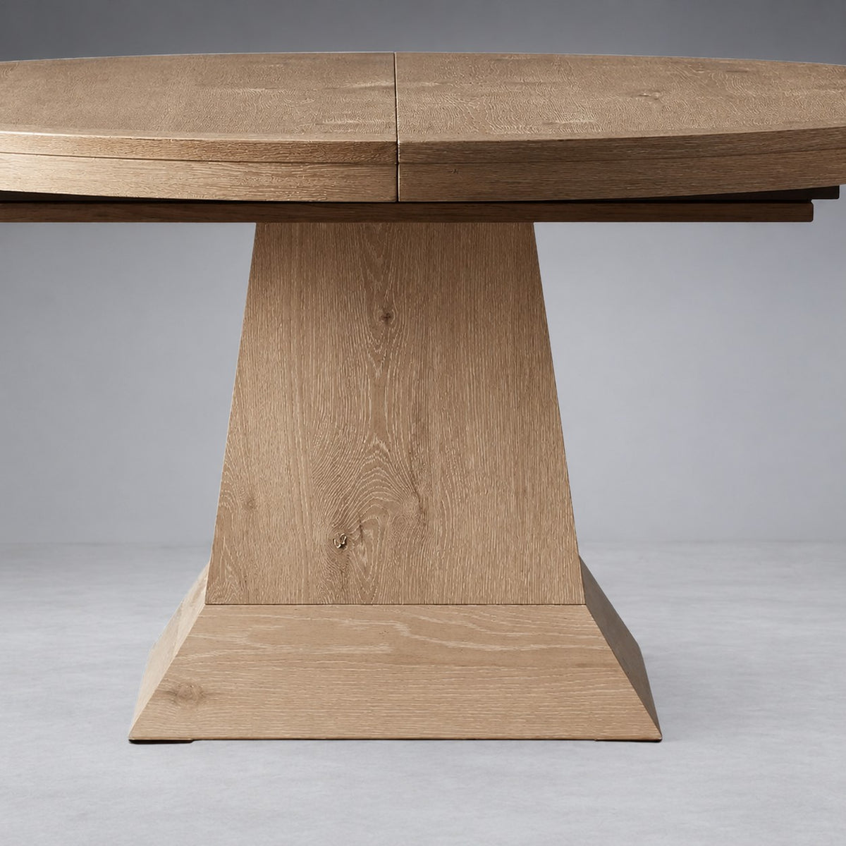 Round Oak Extension Dining Table with Leaves