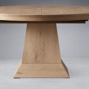 Round Oak Extension Dining Table with Leaves