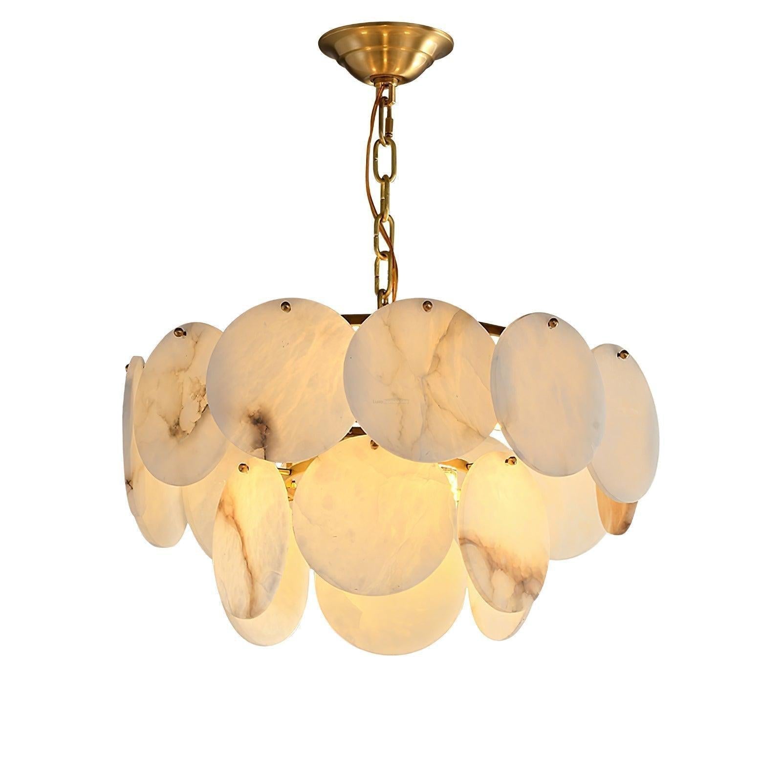 Alabaster Shell Brass Chandelier with 2/3/4/5/6 layer - Merlin Lamps