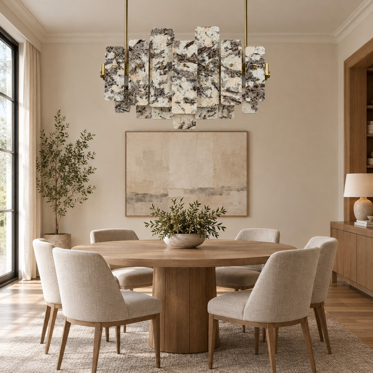 Modern Layered Luxury Stone LED Chandelier