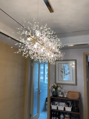 Dandelion Crystal Chandelier Light Firefly/ Glowworm Hanging Lamp Pendant For Rectangle Dining Room