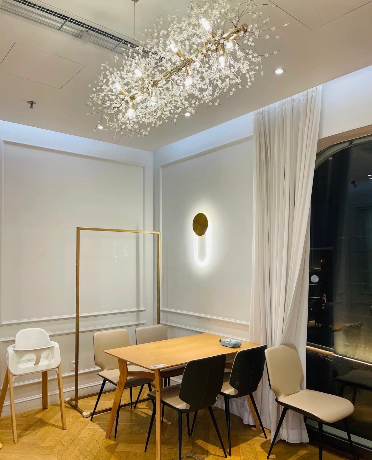 Dandelion Crystal Chandelier Light Firefly/ Glowworm Hanging Lamp Pendant For Rectangle Dining Room