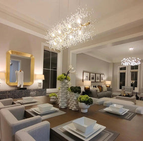 Dandelion Crystal Chandelier Light Firefly/ Glowworm Hanging Lamp Pendant For Rectangle Dining Room