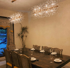 Dandelion Crystal Chandelier Light Firefly/ Glowworm Hanging Lamp Pendant For Rectangle Dining Room