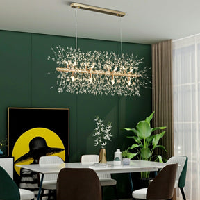 Dandelion Crystal Chandelier Light Firefly/ Glowworm Hanging Lamp Pendant For Rectangle Dining Room